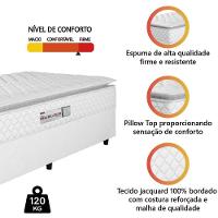 Cama Box Solteiro Colchão Espuma D33 Pillow Top New Millenium 88x188x57cm Branco Hellen – Suporta Até 120 Kg Por Pessoa - 2
