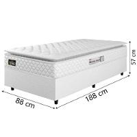 Cama Box Solteiro Colchão Espuma D33 Pillow Top New Millenium 88x188x57cm Branco Hellen – Suporta Até 120 Kg Por Pessoa - 3