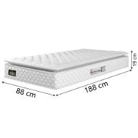 Cama Box Solteiro Colchão Espuma D33 Pillow Top New Millenium 88x188x57cm Branco Hellen – Suporta Até 120 Kg Por Pessoa