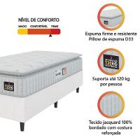 Cama Box Solteiro Colchão Espuma D33 Pillow Top Van Gogh 88x188x62cm Branco Hellen-suporta Até 120kg Por Pessoa - 2