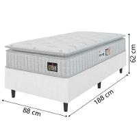 Cama Box Solteiro Colchão Espuma D33 Pillow Top Van Gogh 88x188x62cm Branco Hellen-suporta Até 120kg Por Pessoa - 3