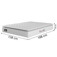 Cama Box Casal Colchão Espuma D33 Pillow Top New Millenium 138x188x57cm Branco Hellen – Suporta Até 120 Kg Por Pessoa