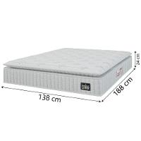 Cama Box Baú Casal Colchão Espuma D45 Lazio Pillow Top 138x188x65cm Suede Branco Bege Hellen