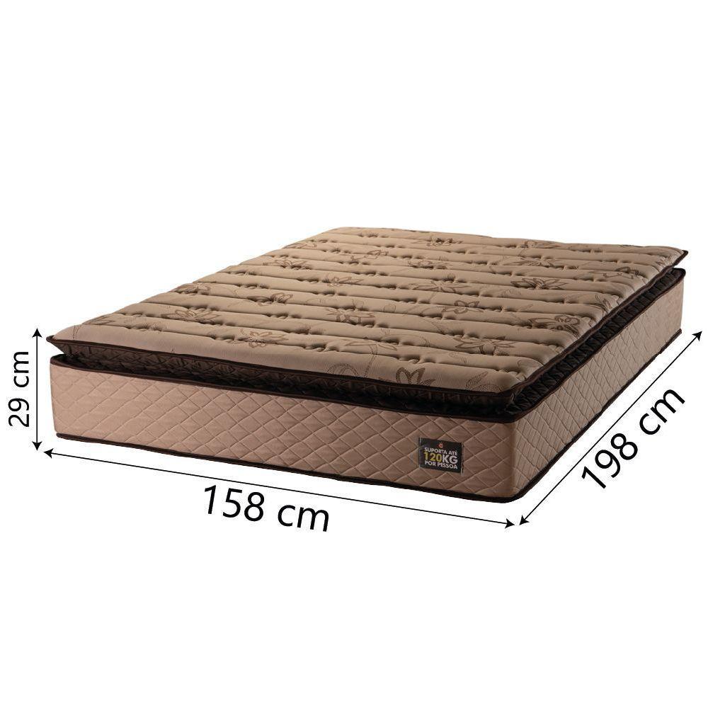 Cama Box Casal Queen Colchão Espuma D33 Pillow Top Van Gogh 158x198x67cm Suede Marrom Hellen - 3
