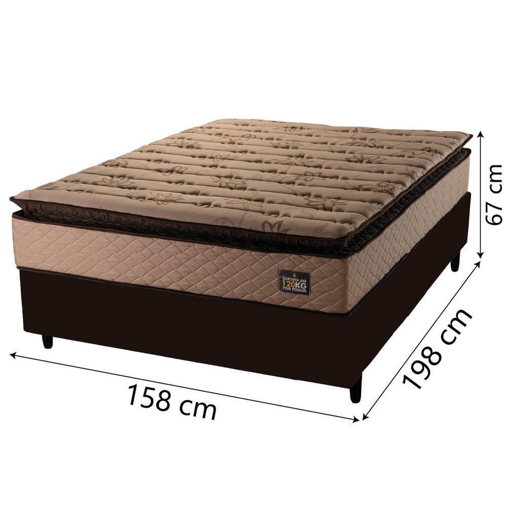 Cama Box Casal Queen Colchão Espuma D33 Pillow Top Van Gogh 158x198x67cm Suede Marrom Hellen - 4