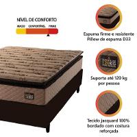 Cama Box Casal Queen Colchão Espuma D33 Pillow Top Van Gogh 158x198x67cm Suede Marrom Hellen - 2