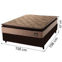 Cama Box Casal Queen Colchão Espuma D33 Pillow Top Van Gogh 158x198x67cm Suede Marrom Hellen
