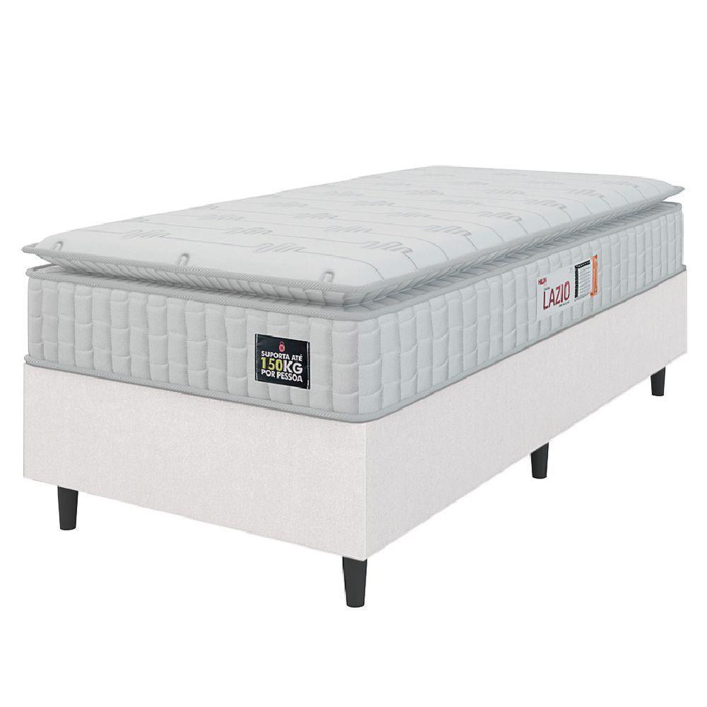 Cama Box Solteiro Colchão Espuma D45 Lazio Pillow Top 88x188x62cm Branco Hellen – Suporta Até 150 Kg Por Pessoa - 1