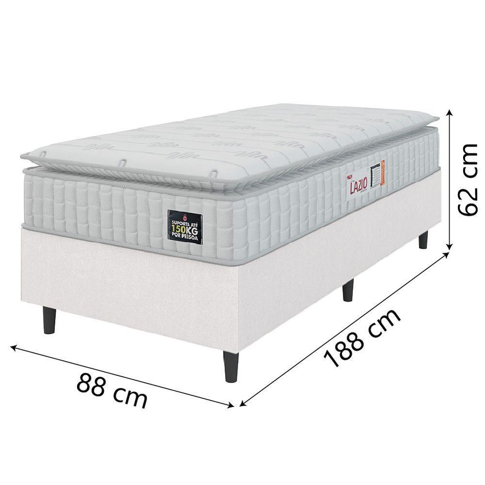 Cama Box Solteiro Colchão Espuma D45 Lazio Pillow Top 88x188x62cm Branco Hellen – Suporta Até 150 Kg Por Pessoa - 3