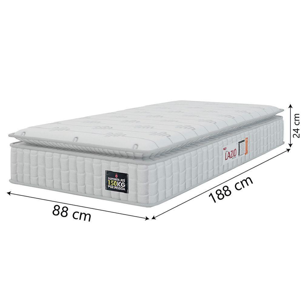 Cama Box Solteiro Colchão Espuma D45 Lazio Pillow Top 88x188x62cm Branco Hellen – Suporta Até 150 Kg Por Pessoa - 4