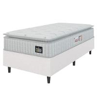 Cama Box Solteiro Colchão Espuma D45 Lazio Pillow Top 88x188x62cm Branco Hellen – Suporta Até 150 Kg Por Pessoa - 1