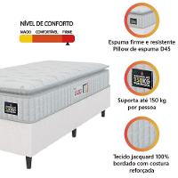 Cama Box Solteiro Colchão Espuma D45 Lazio Pillow Top 88x188x62cm Branco Hellen – Suporta Até 150 Kg Por Pessoa - 2
