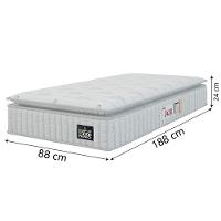 Cama Box Solteiro Colchão Espuma D45 Lazio Pillow Top 88x188x62cm Branco Hellen – Suporta Até 150 Kg Por Pessoa