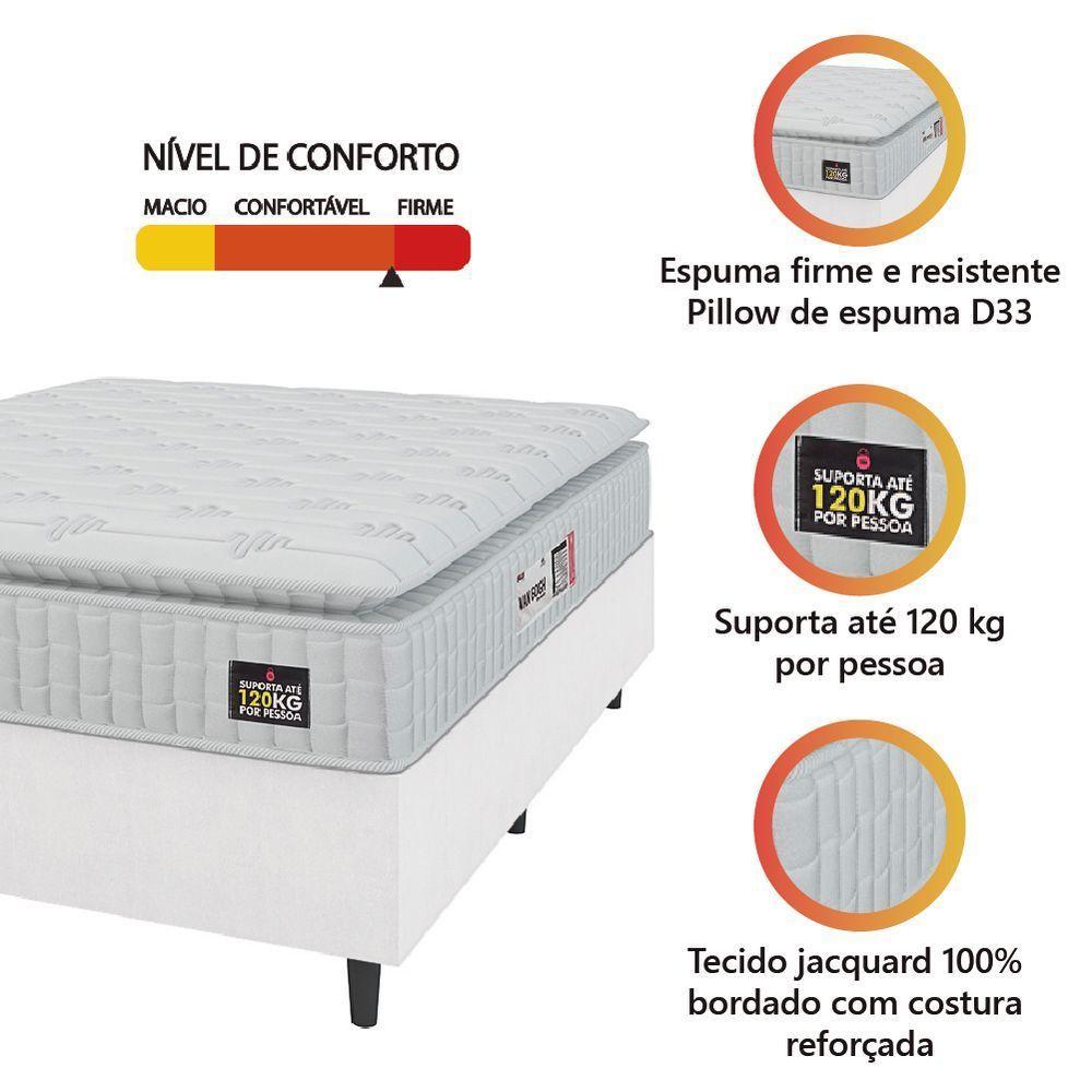 Cama Box Casal Queen Colchão Espuma D33 Pillow Top Van Gogh 158x198x67cm Branco Hellen - 2