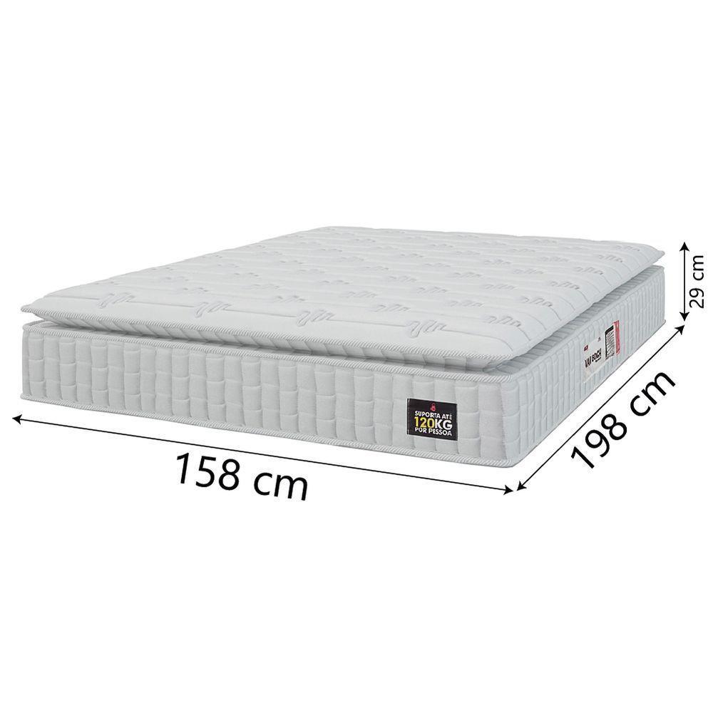 Cama Box Casal Queen Colchão Espuma D33 Pillow Top Van Gogh 158x198x67cm Branco Hellen - 3