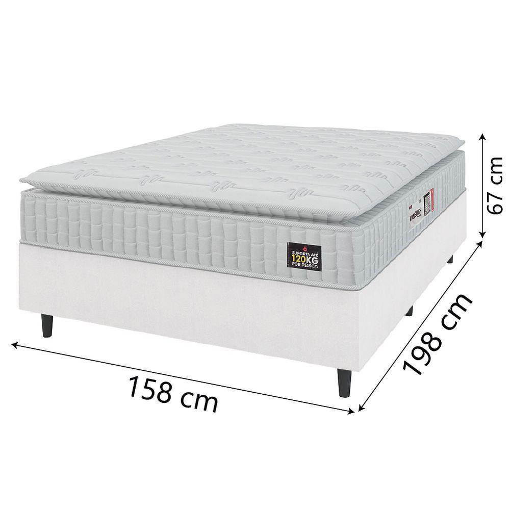 Cama Box Casal Queen Colchão Espuma D33 Pillow Top Van Gogh 158x198x67cm Branco Hellen - 4