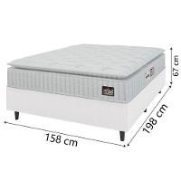 Cama Box Casal Queen Colchão Espuma D33 Pillow Top Van Gogh 158x198x67cm Branco Hellen