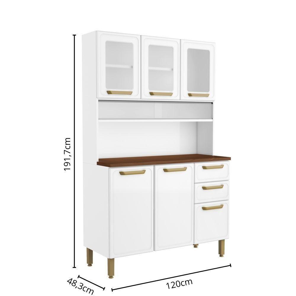 Cozinha Compacta De Aço 6 Portas 3 Vidros 2 Gavetas Bertolini Branco - 6