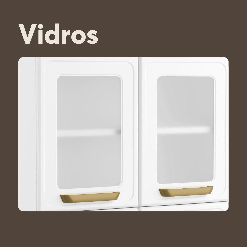 Cozinha Compacta De Aço 6 Portas 3 Vidros 2 Gavetas Bertolini Branco - 8