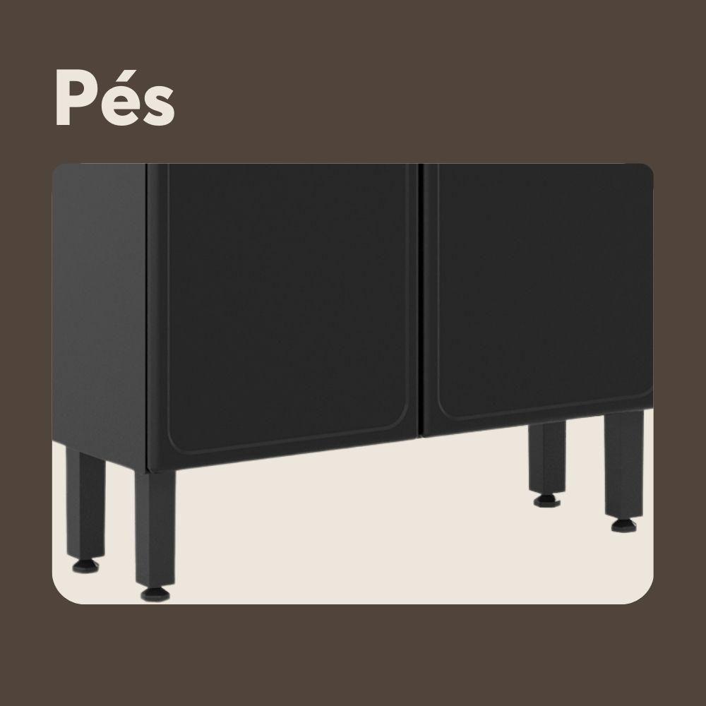 Armário De Aço 80cm 6 Portas 2 Vidros Linha Estilo Bertolini Grafite - 4