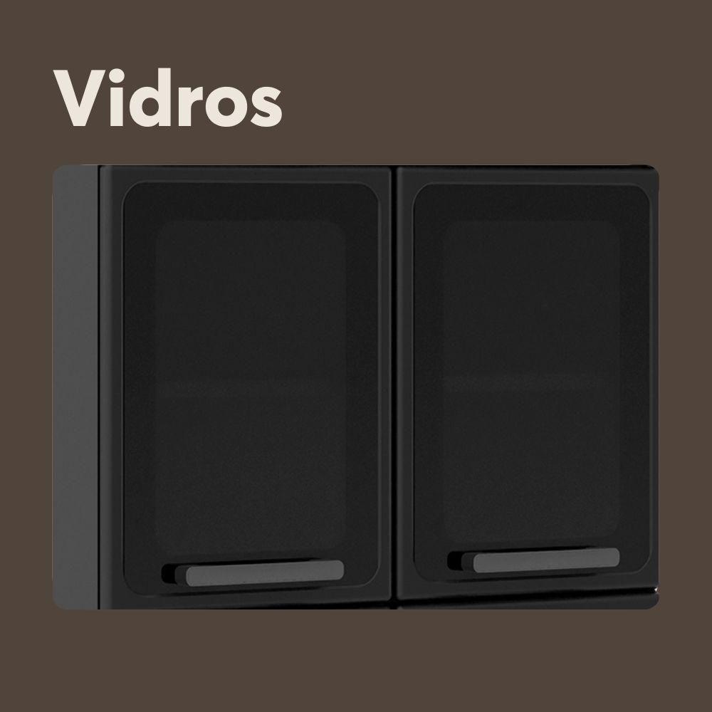 Armário De Aço 80cm 6 Portas 2 Vidros Linha Estilo Bertolini Grafite - 7