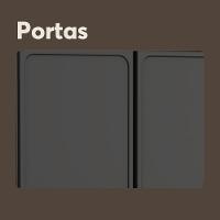 Cozinha Compacta Aço 6 Portas 2 Vidros 2 Gavetas Bella Bertolini Grafite Branco