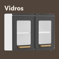 Cozinha Compacta Aço 6 Portas 2 Vidros 2 Gavetas Bella Bertolini Grafite Branco - 8