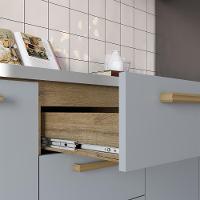 Cozinha Completa Compacta 150cm Grey Sky Axé Bertolini Cinza Carvalho - 2