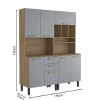 Cozinha Completa Compacta 150cm Grey Sky Axé Bertolini Cinza Carvalho - 5