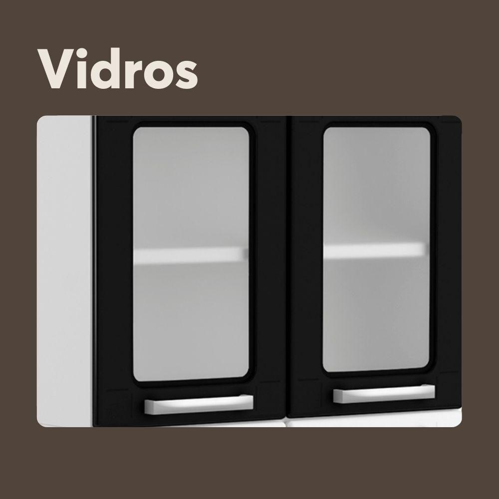 Armário De Cozinha De Aço 4 Portas Preto E Branco Bertolini - 5