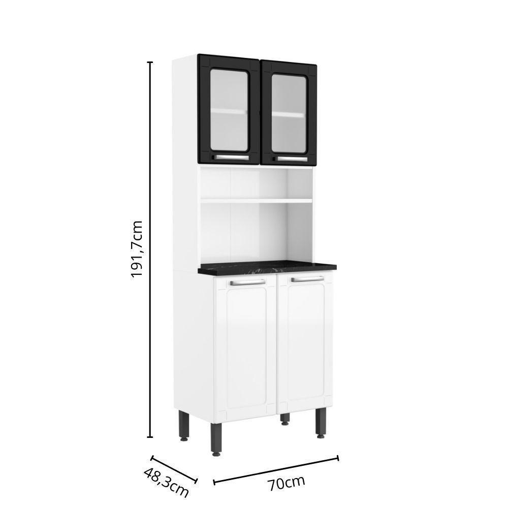 Armário De Cozinha De Aço 4 Portas Preto E Branco Bertolini - 6