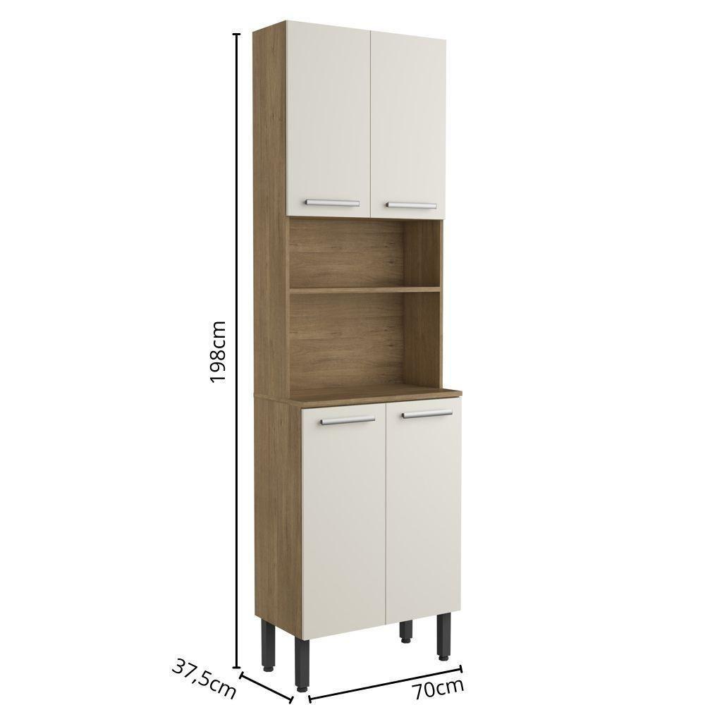 Cozinha Compacta 4 Portas 1 Prateleira Linha Samba Bertolini Branco Carvalho - 4