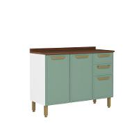 Balcão De Aço Com Tampo 3 Portas 2 Gavetas Bertolini Verde Branco - 1