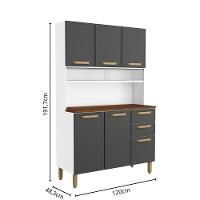 Cozinha Compacta Aço 6 Portas 2 Gavetas Grafite Bella Bertolini Grafite/Branco - 2