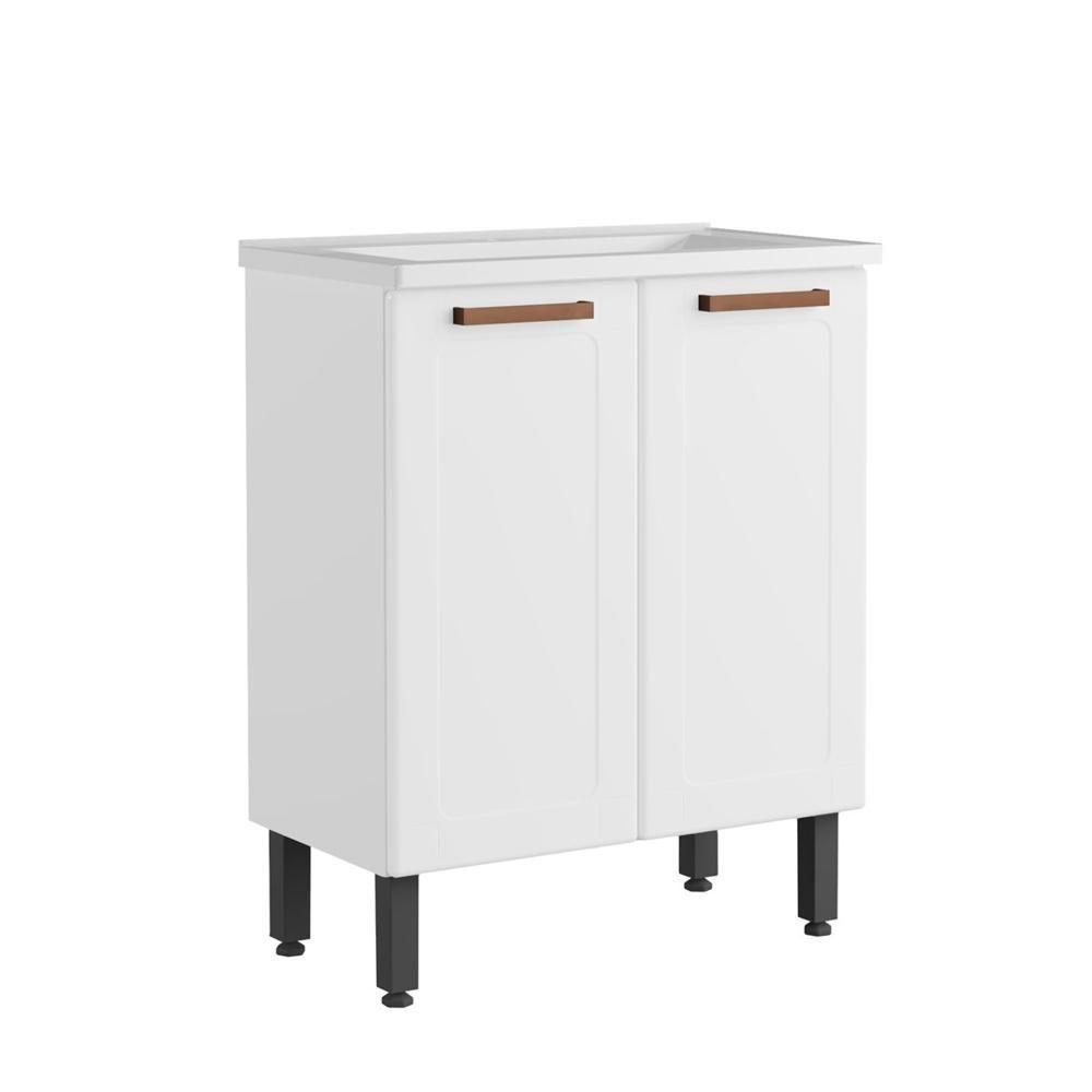 Balcão De Aço E Cuba Para Banheiro 2 Portas Branco Bertolini Branco - 1