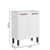 Balcão De Aço E Cuba Para Banheiro 2 Portas Branco Bertolini Branco