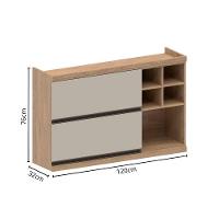 Armário Aéreo Moderna Bertolini Areia/Carvalho - 2 Portas e 5 Nichos - 4