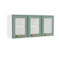 Armário Aéreo De Aço 3 Portas Vidro Bella Bertolini Verde Branco - 1