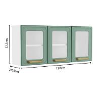 Armário Aéreo De Aço 3 Portas Vidro Bella Bertolini Verde Branco - 5