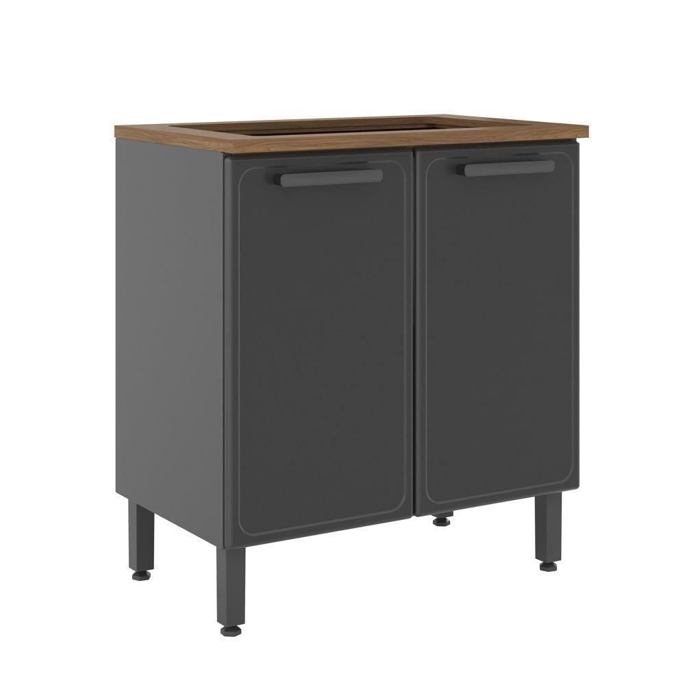 Balcão De Aço Para Cooktop 2 Portas Grafite Estilo Bertolini Grafite - 1