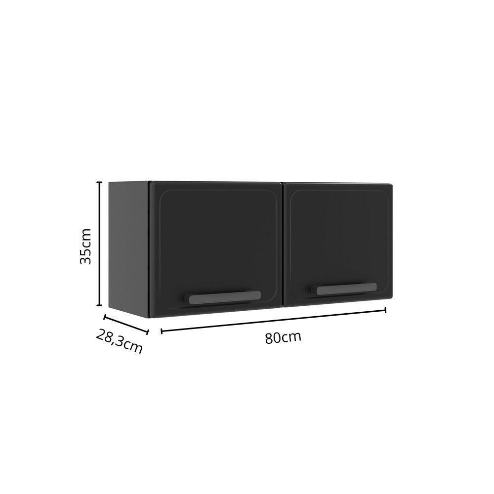 Armário Aéreo De Aço Com 2 Portas Linha Estilo Bertolini Grafite - 5