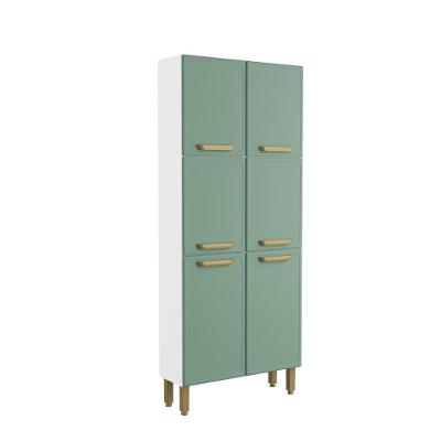 Armário Paneleiro De Aço 6 Portas Bella Bertolini Verde Branco