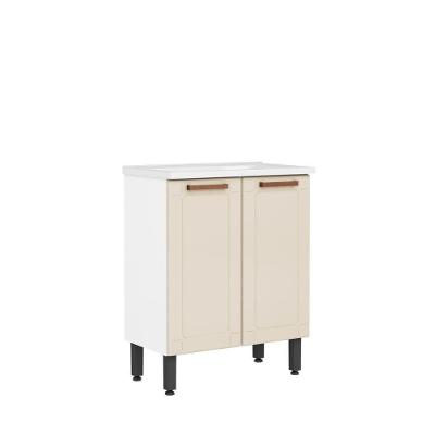 Balcão De Aço E Cuba Para Banheiro 2 Portas Areia Bertolini Areia/Branco