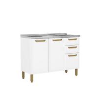 Balcão De Aço Pia 3 Portas 2 Gavetas Bella Bertolini Branco - 1