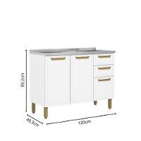 Balcão De Aço Pia 3 Portas 2 Gavetas Bella Bertolini Branco - 6