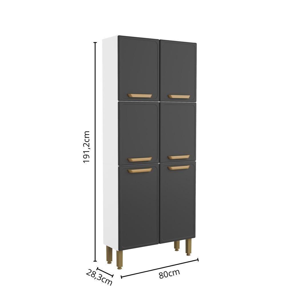 Armário Paneleiro De Aço 6 Portas Bella Bertolini Grafite Branco - 6