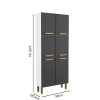 Armário Paneleiro De Aço 6 Portas Bella Bertolini Grafite Branco - 6