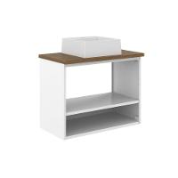 Balcão De Aço E Cuba Alta Banheiro 2 Portas Areia Bertolini Areia/Branco - 3