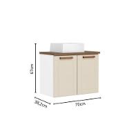 Balcão De Aço E Cuba Alta Banheiro 2 Portas Areia Bertolini Areia/Branco - 4