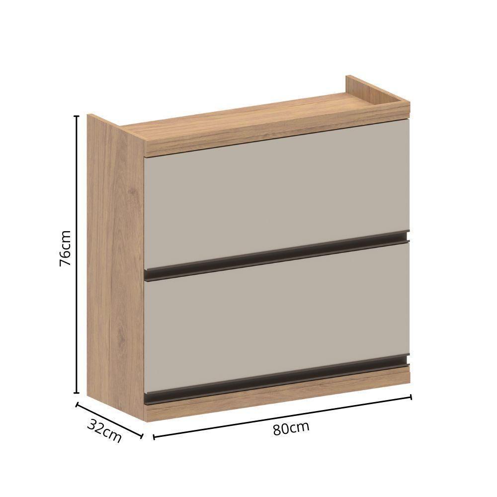 Armário Aéreo 2 Portas Basculantes Moderna Bertolini Areia Carvalho - 4